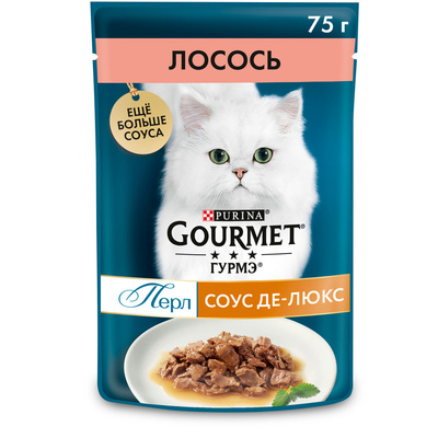 Влажный корм для кошек Gourmet Perle Соус Де-люкс с лососем 75гр