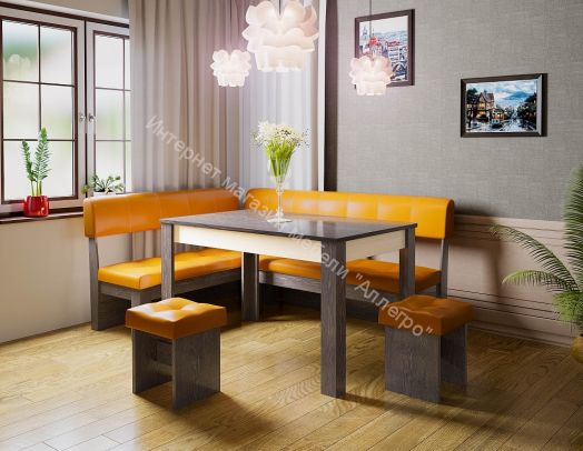 Кухонный уголок "Валенсия" Венге Цаво, Оранжевый