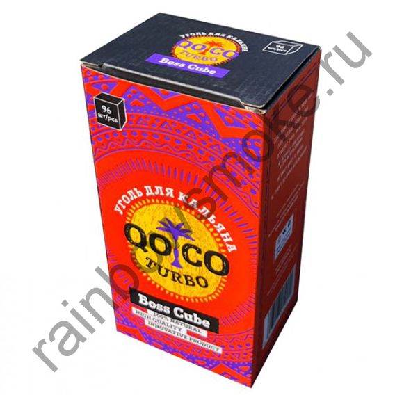 Уголь кокосовый для кальяна Qoco Turbo Boss Cube 22мм (96шт) (Коко Турбо)