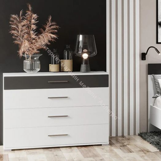 Комод Джолин ПМ 245.07 исп. 3 Графит Софт, Белый