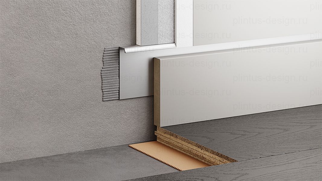 FD-03 скрытый мини плинтус серебро матовый