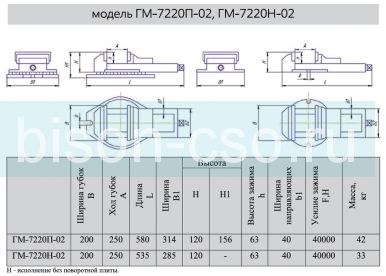 Тиски станочные поворотные ГМ-7220П-02 (7200-0220) 200мм