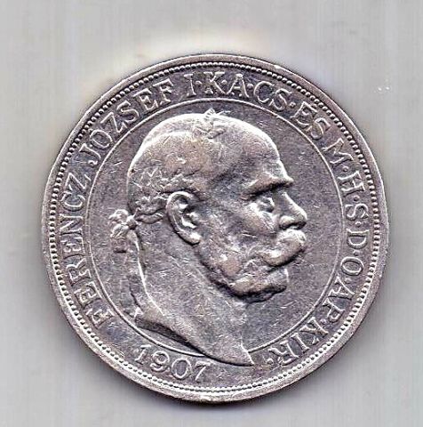 5 крон 1907 Венгрия XF Коронация