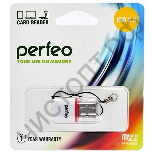 Картридер Perfeo Card Reader Micro SD (PF-VI-R008 White) белый