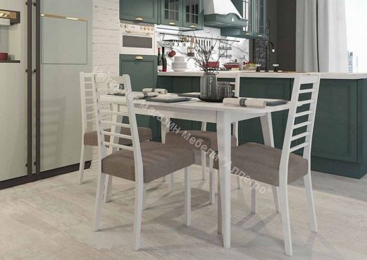 Стул мягкий Ника 2, Белый матовый, ткань №178 (полоса серо-коричневая)