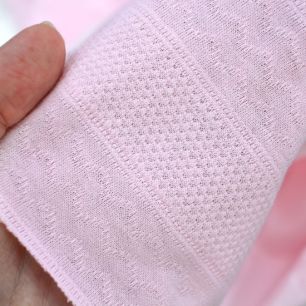 Трикотаж кулирка ажурная розовая полоска 50*30 см.