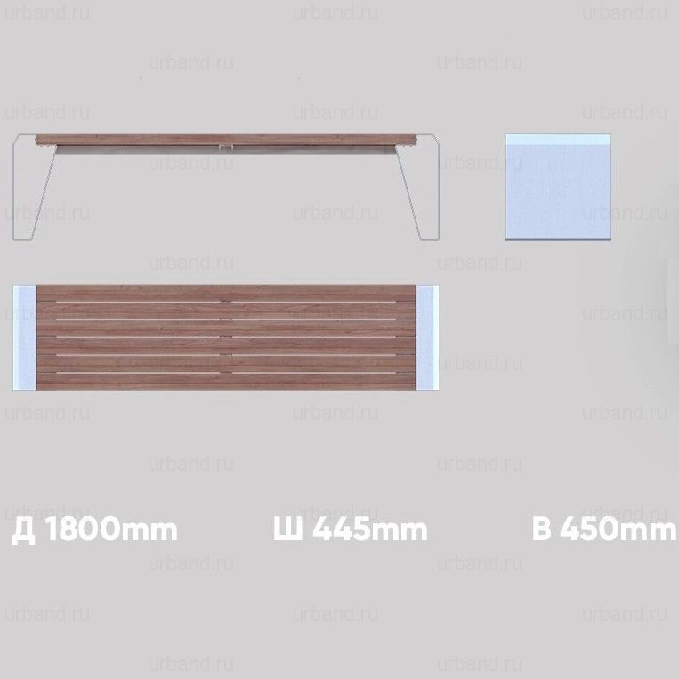 Скамья "Многогранник" со спинкой 2000х693х773, без спинки 1800х445х450