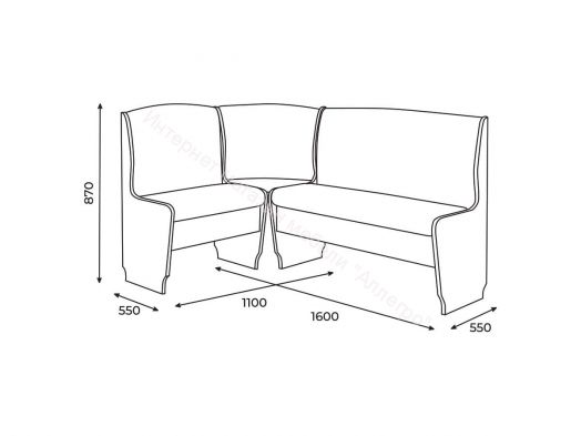 Кухонный уголок Барон 2 (скамья), коричневый/дуб млечный