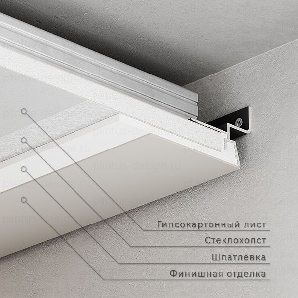 Теневой профиль ФЕСО для потолка из ГКЛ, зазор 7.6 мм