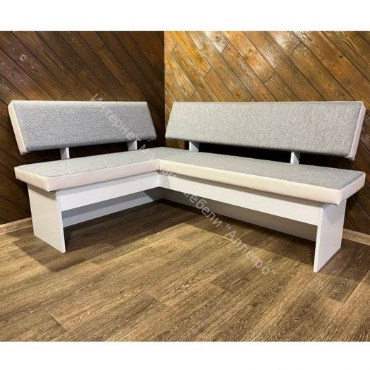 Кухонный уголок Парма белый, кожзам бежевый/рогожка серый