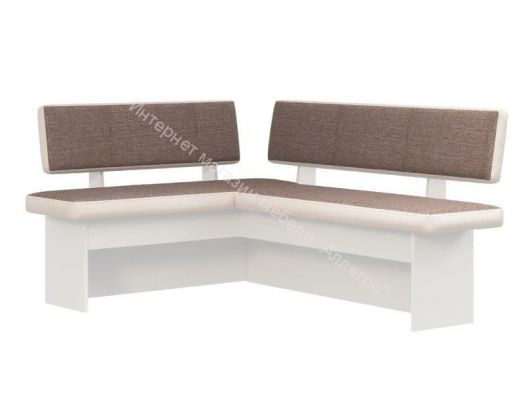 Кухонный уголок Парма белый, кожзам бежевый/рогожка коричневый