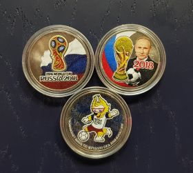 25 рублей ФИФА 3шт - 1,2,3 выпуски. ЦВЕТНАЯ ЭМАЛЬ №4 Oz Msh