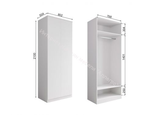 Шкаф Мори МШ800.1 с 2 дверями (Белый)