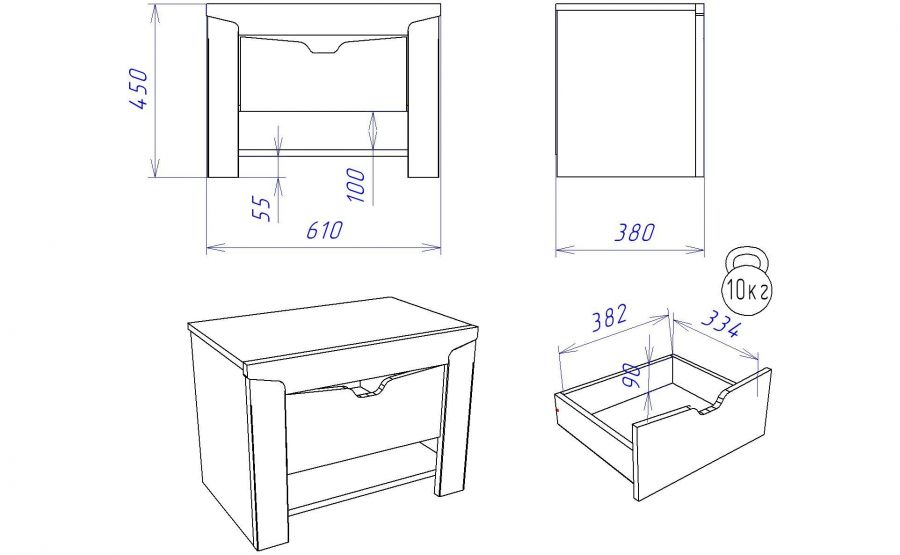 Тумбочка прикроватная  "Гарда"