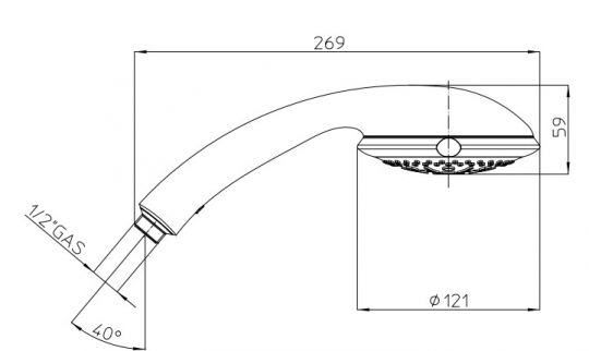 Четырёхрежимный ручной душ Bossini Ocean4 B00102.030 схема 10