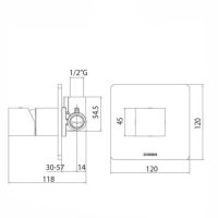 Внешняя часть смесителя Bossini Cube на 1 выход Z00064 073 схема 3