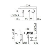 Смеситель с держателем Bossini Oki для душа на 2 выхода Z005360 хром схема 2