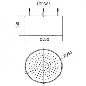 Верхний душ Bossini Oki Inox 250 1 режим H80410 ФОТО