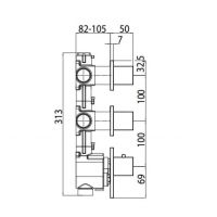 Встраиваемая часть термостатического смесителя Bossini APICE высокой пропускной способности на 2 выхода, с вентилями Z030201000 (для Z035203 и Z035204) схема 2