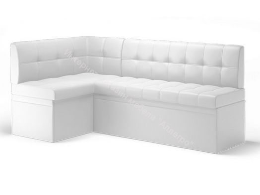 Кухонный диван угловой Остин со спальным местом, Левый Эко кожа Reex White