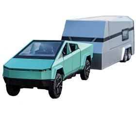 Металлическая машинка пикап Tesla Cybertruck с жилым прицепом 1:32 свет,звук (B3219)
