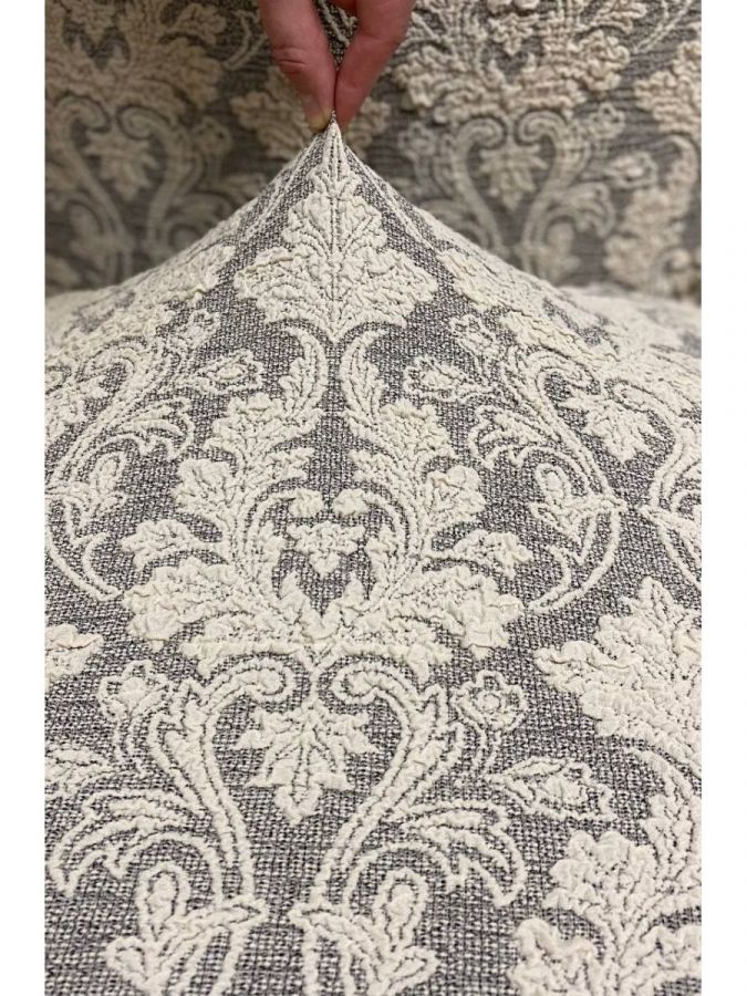 Чехол на 3-х местный диван  без оборки Жаккард  ,Ваниль