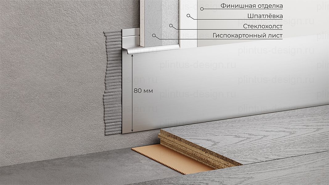 FD-01 скрытый плинтус серебро матовый