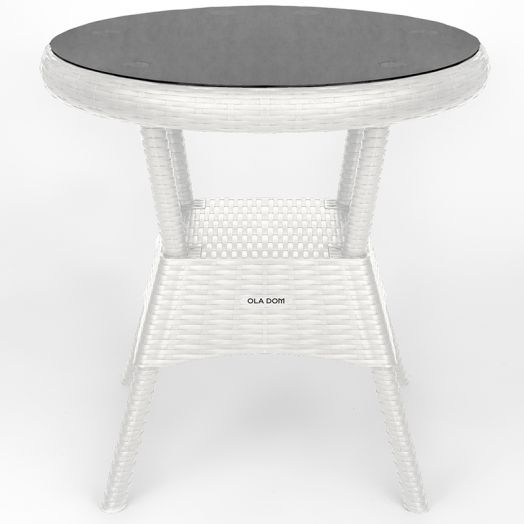 ЭКРС-001 Стол круглый Rattan со стеклом Белый