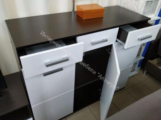 Комод "Нэнси NEW" Белый глянец холодный/Венге