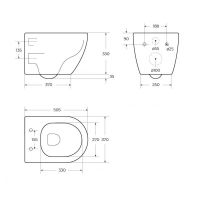 Подвесной безободковый унитаз Cezares Stylus 50х37 схема 8