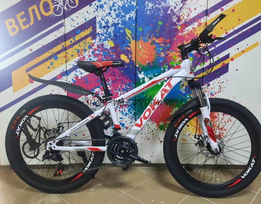 Велосипед 24" усиленный обод спицы Vokat для детей белый
