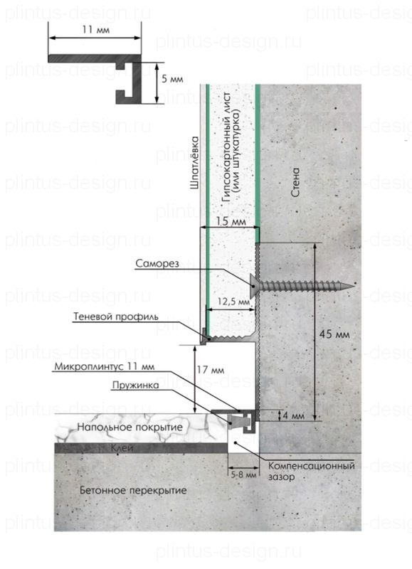 Микроплинтус Micro 11 Mini Laconistiq серебристый