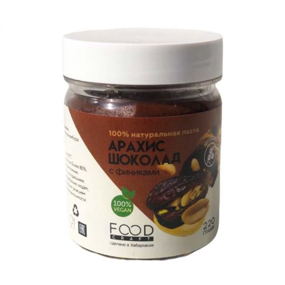 Арахисовая паста Арахис + Шоколад с финиковой карамелью, 220 г