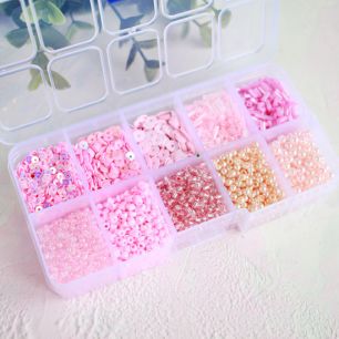 Набор бисера и пайеток в контейнере, ц. розовый