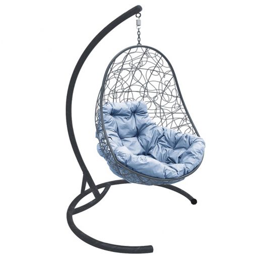 МГКОР-13-09 Подвесное кресло ОВАЛ с ротангом серое, серая подушка