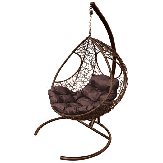 МГКДР-12-05 Подвесное кресло ДОЛЬКА с ротангом коричневое, коричневая подушка