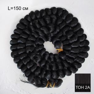 Трессы- жгуты для создания причеcки куклам чёрные, брюнет, длина 115см