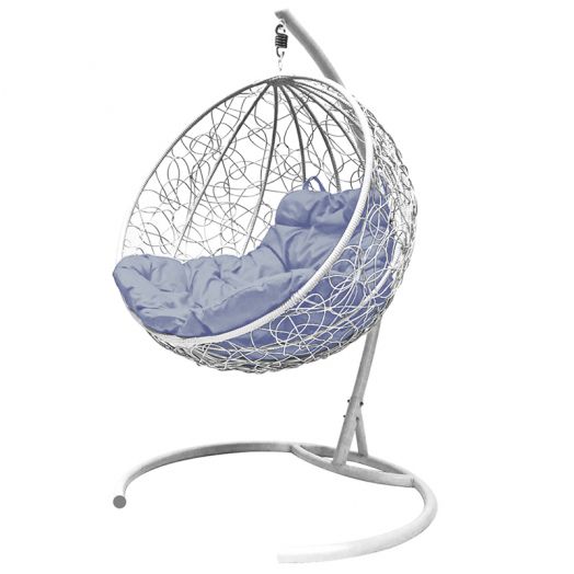 МГКШР-11-09 Подвесное кресло КРУГ с ротангом белое, серая подушка