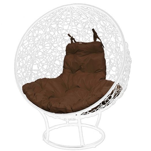 МГКШПР-11-05 Кресло КРУГ на подставке с ротангом белое, коричневая подушка
