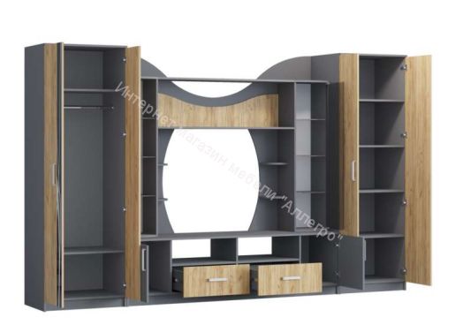 Стенка "Гамма 15" Графит/Дуб крафт золотой (Регион 058)