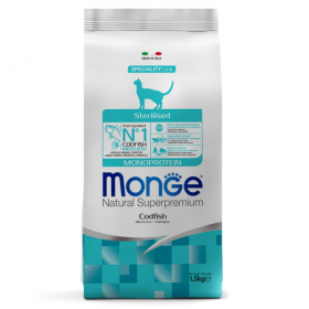 Сухой корм для стерилизованных кошек Monge Speciality Line Monoprotein Sterilised из трески 1.5 кг