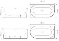 Акриловая ванна Jacuzzi Dalma 155х80 углового монтажа схема 2