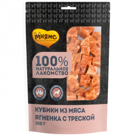 Лакомство для собак Мнямс Кубики из мяса ягненка c треской 100 гр