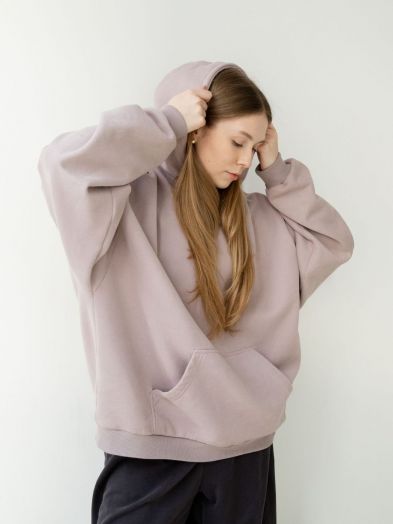 Худи оверсайз с начесом туман
