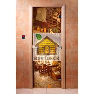 Дверь стеклянная для сауны и бани DW с фотопечатью A035