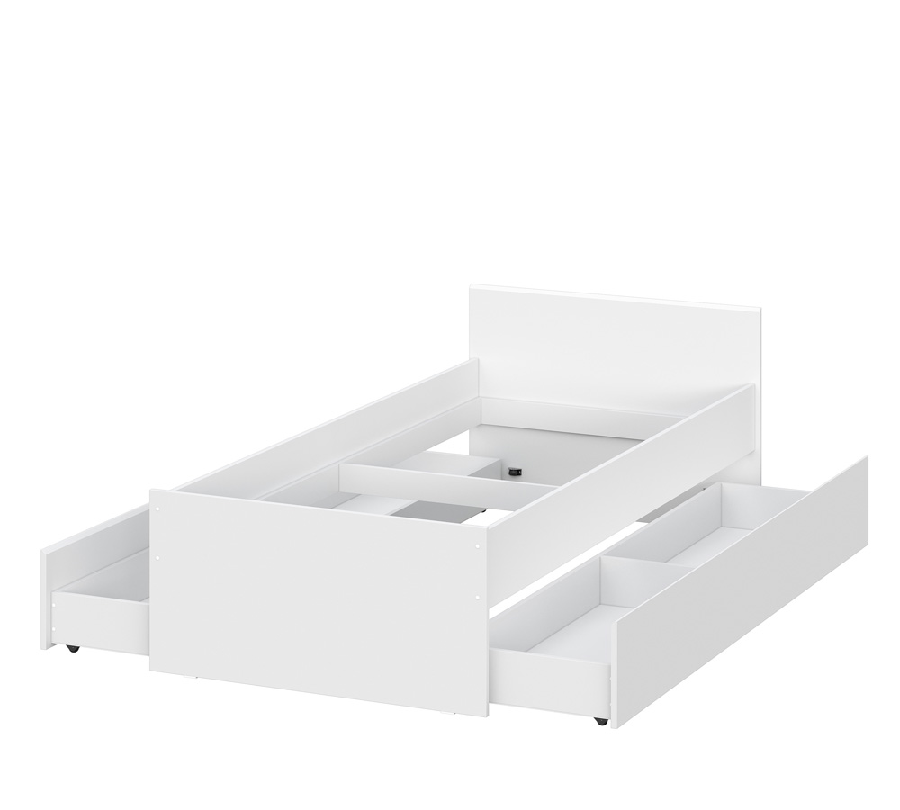 Кровать Токио 0,9*2,0 с 2я ящиками (белый текстура дерева)