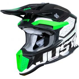 Just1 J18 HEXA Fluo Green Black White шлем для мотокросса и эндуро