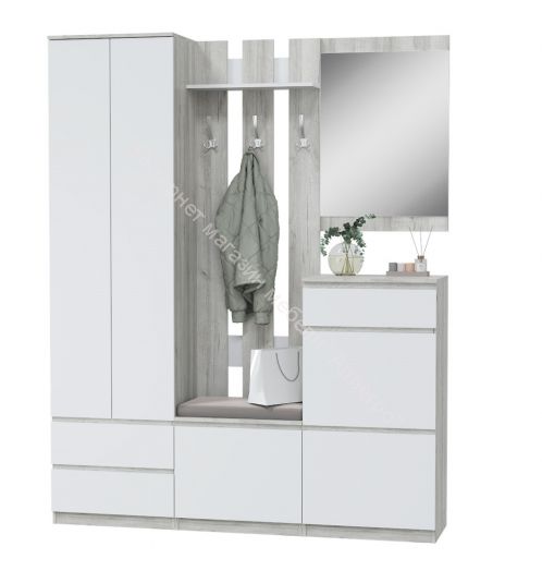 Тумба с мягким элементом "Лори" (Дуб серый/Белый)