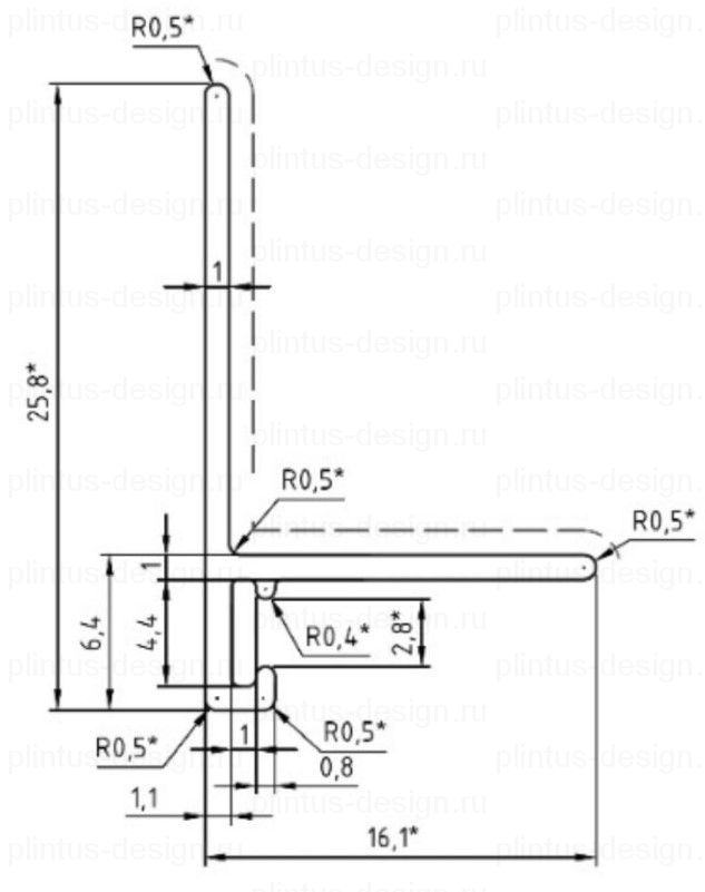 Микроплинтус Лайн Ликорн С-05.25.4 L-образный белый
