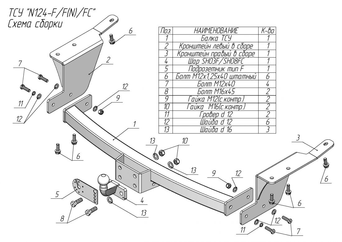 Фаркоп Nissan Patrol Y62 2010- с кованым фланцевым шаром